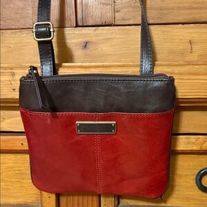 Tignanello Red and Brown Leather Bag